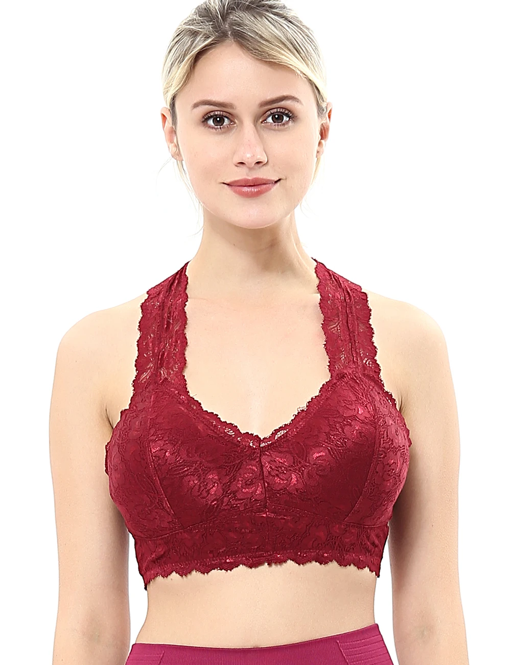 Women Floral Lace Bralette Padded Sexy Racerback Breathable Deep V Neck  Wireless Plunge Bra - Buy Lace Bralette Padded,Plunge Bra,Deep V Neck Bra  Product on Alibaba.com