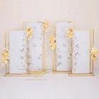 Wedding Flower Pattern PVC Printing Panel With Frame New Luxury Metal Gold Flower Stand