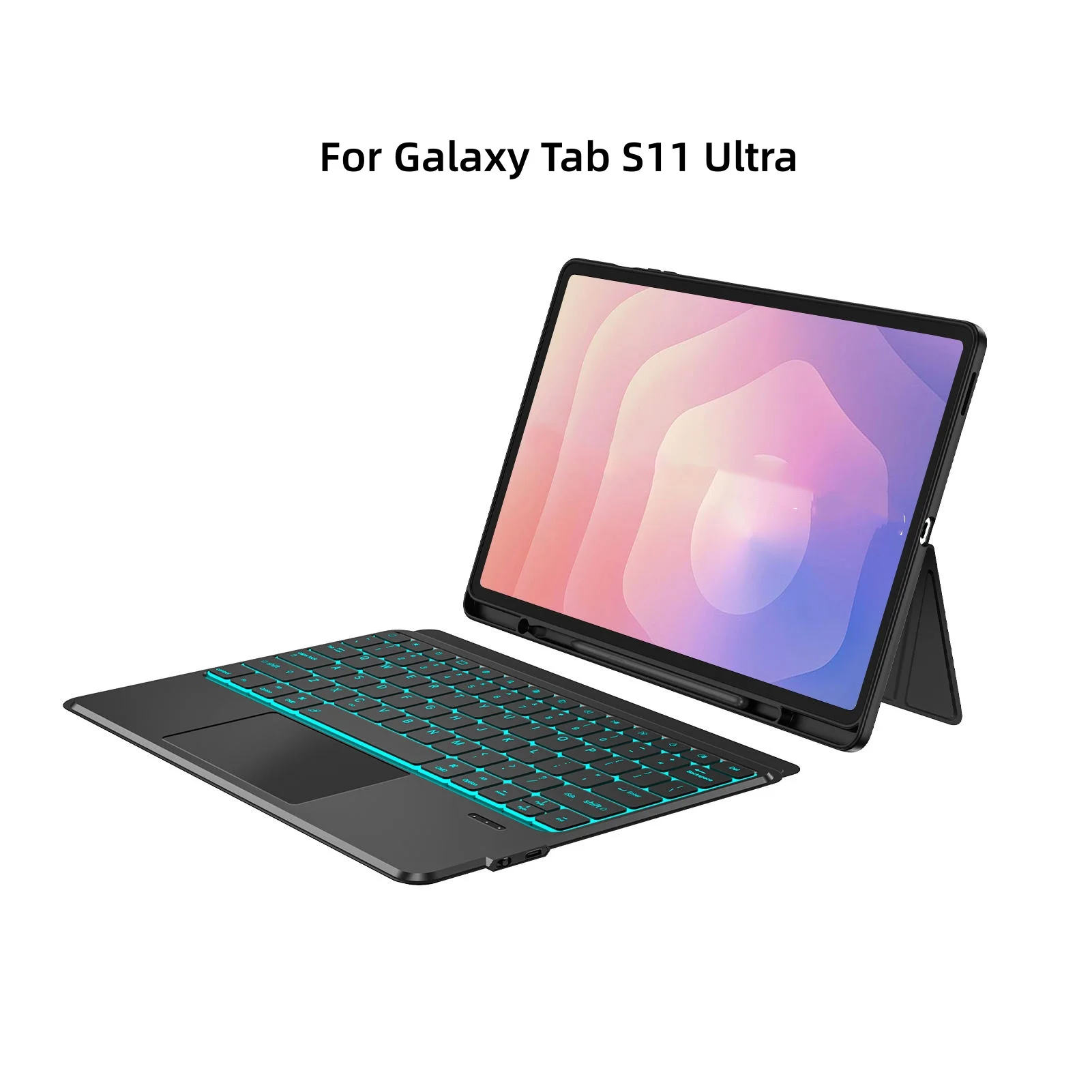 product wireless detachable keyboard case with multi angle adjustable stand for galaxy tab s11 ultra built in touchpad keyboard cover-4