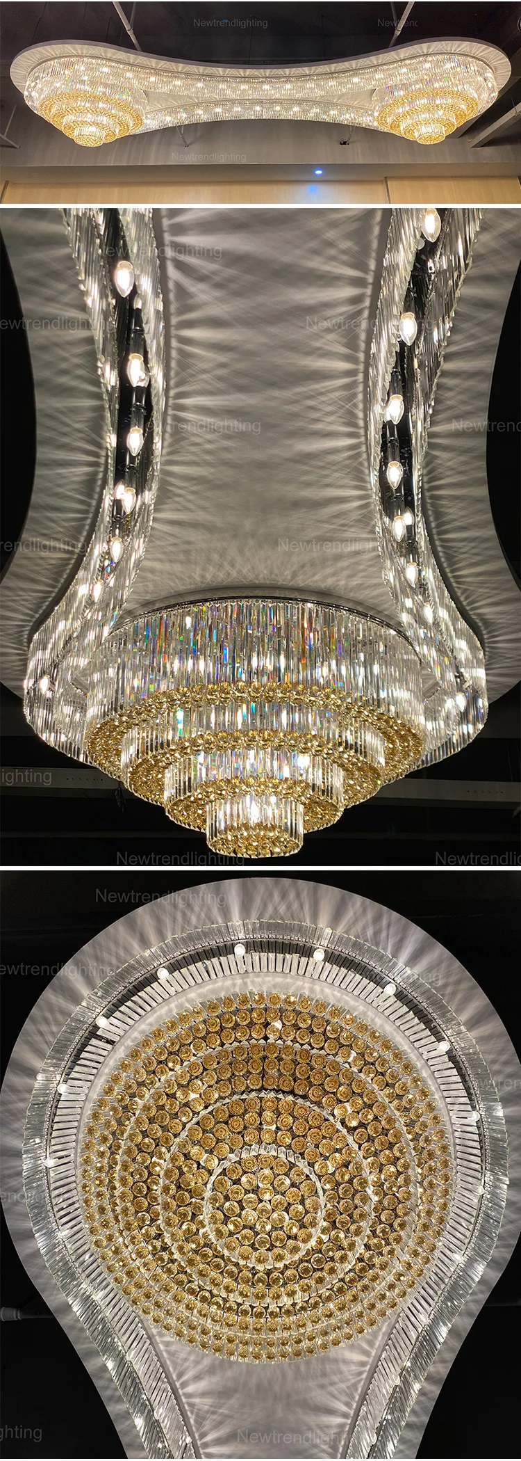CPL-187 European Design Custom Hotel Villa Staircase Modern Lamps Home Decor Luxury Crystal LED Chandelier details