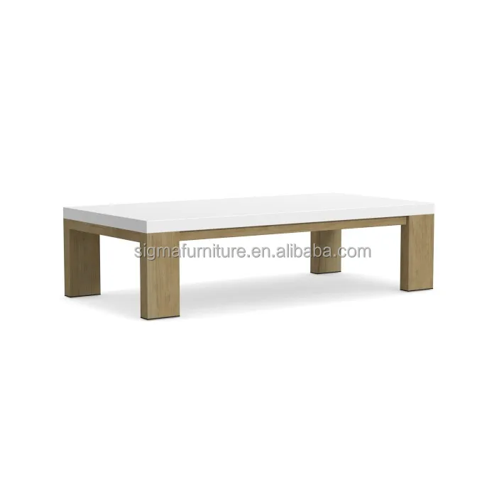 Table hotel wood patio furniture garden outdoor teak fiberstone coffee table