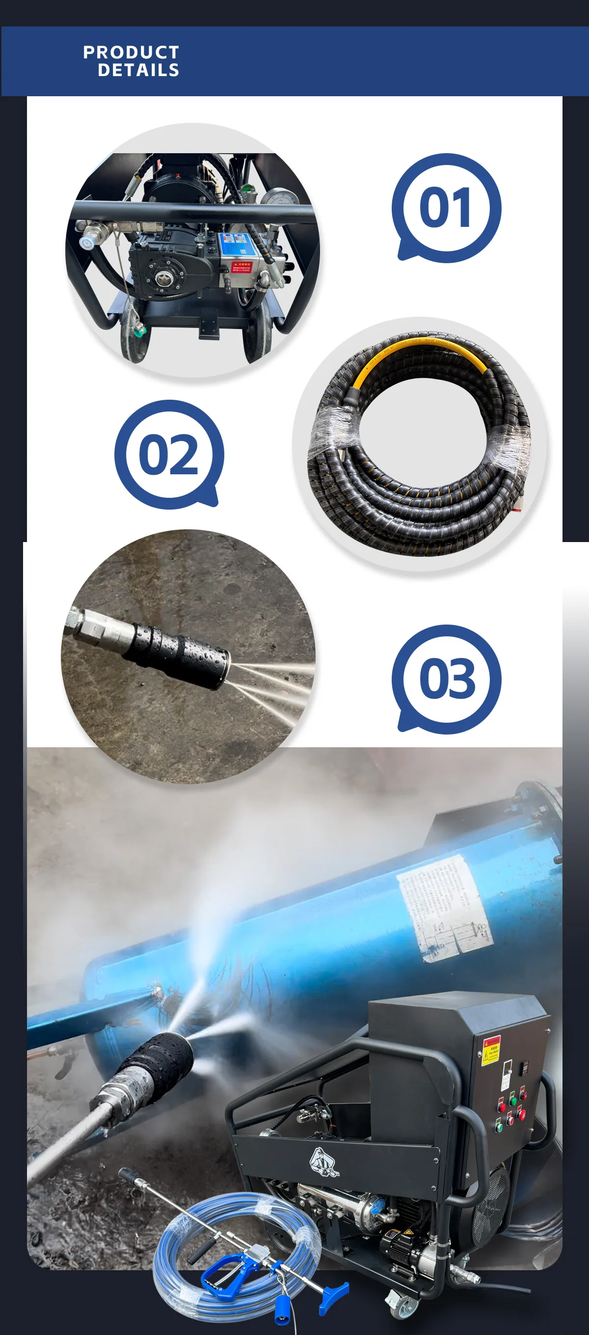 product 30kw 29000psi 2000bar 10lpm ky series industrial electric pressure washer strip paint rust voltage can be customized-8
