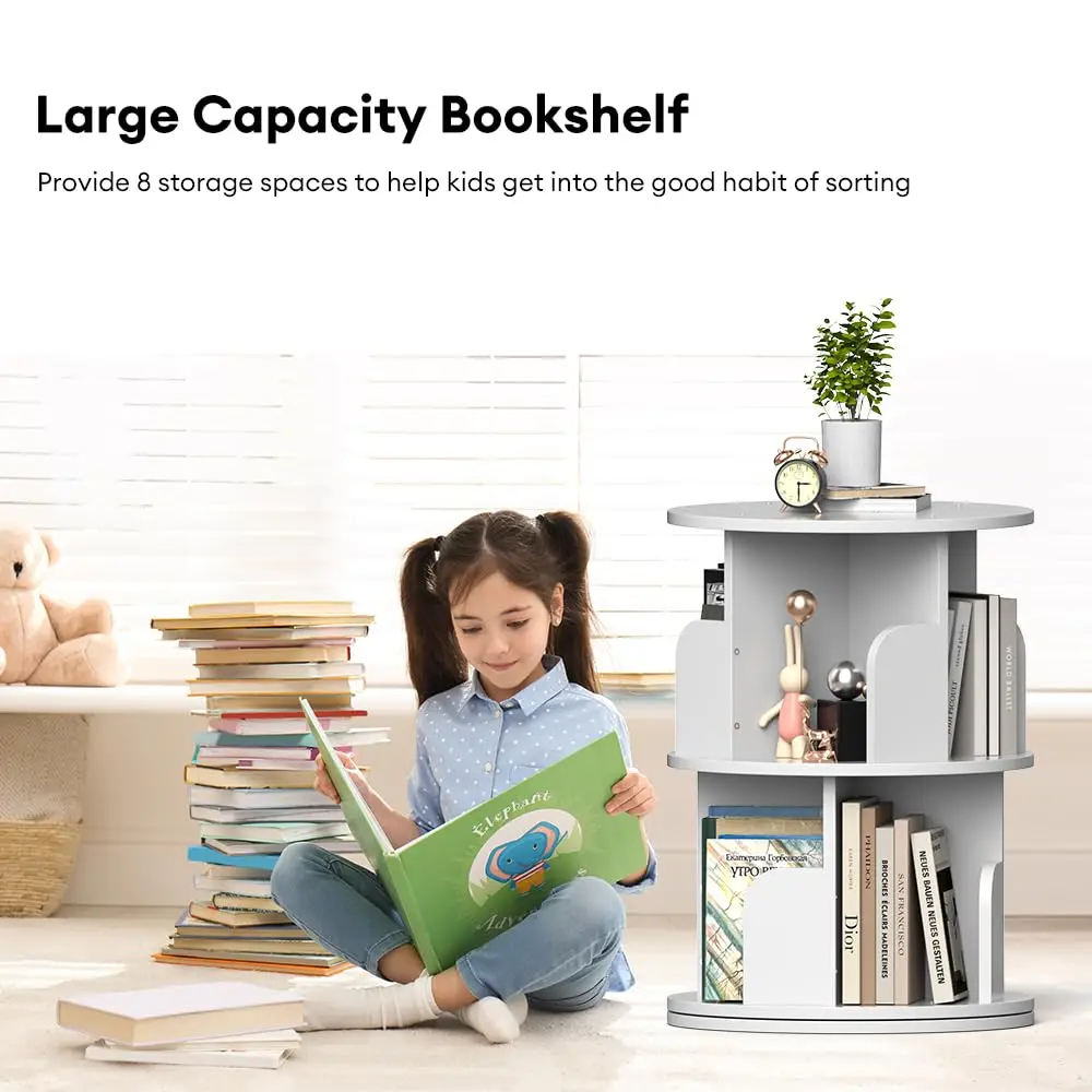 product zc custom 360 rotating wooden bookshelf childrens reading display book stand corner book rack decorative storage shelves-6