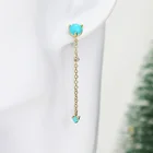 Diamond Stud Earring New Design 14K Gold Plated Cable Link Chain Epoxy-r Stone And Diamond Pendant Stud Earring