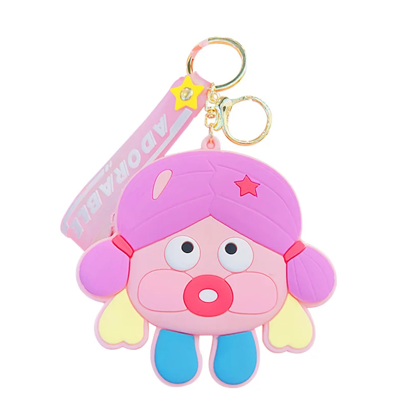 2024 New design Cartoon Kawaii girl coin purse key chain funny silicone wallet keyring bag pendant cute coin purse keychain