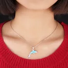 Dolphin Silver Silver Ocean Blue Dolphin Animal Protection 925 Silver Japanese Opal Necklace Chain