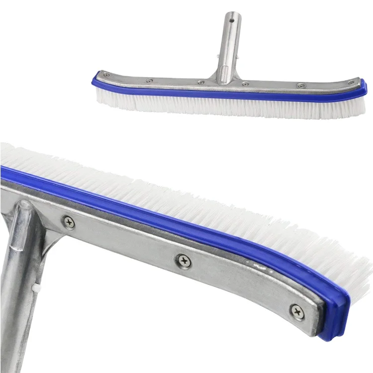 BONNY 18 in Deluxe Swimming Pool Wire Brush With Polished Aluminum Ba