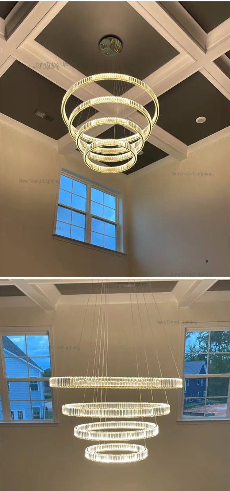 CPL-111 Luxury Style Hotel Lobby Villa Staircase Decoration Custom Modern Gold Ring Chandelier Lighting factory