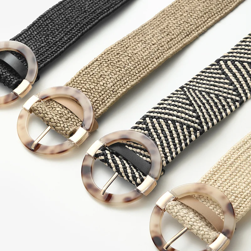 Women Girls Pp Straw Braided Round 