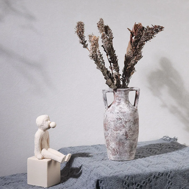 product best seller high end ceramic jar soft decoration living room retro ceramic jar vase for homestay flower arrangement625-5
