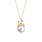 Pearl Pendant Pearl Haiyang 9-10mm Freshwater Pearl Pendant Necklace 925 Silver Castle With Colorful Zircon