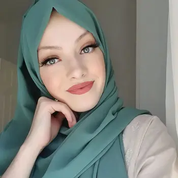 Wholesale Plain chiffon scarf hijab with neat stitching Muslim women chiffon shawls colors available new colors release