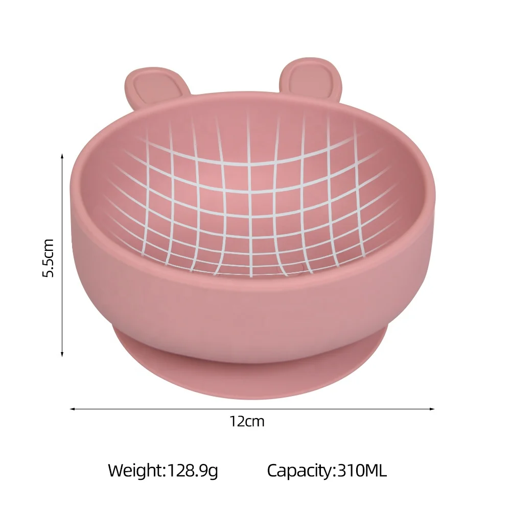 New style rabbit silicone bowl suction plate baby feeding tableware cartoon cute design with spoon