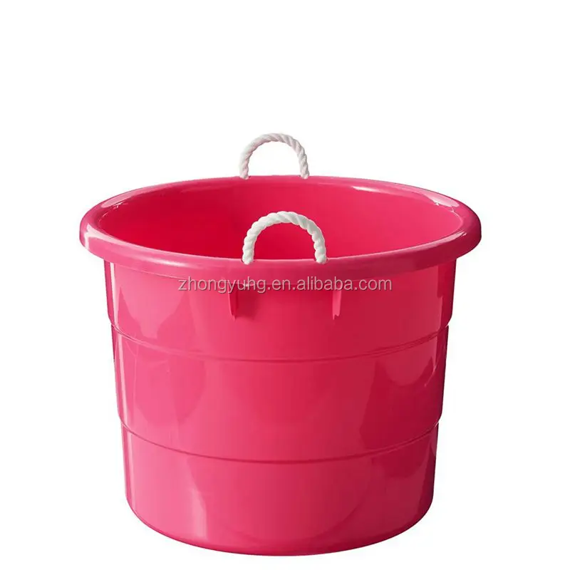 2 quality 66ltr heavy duty animal feed water buckets with rope handles CT0699 