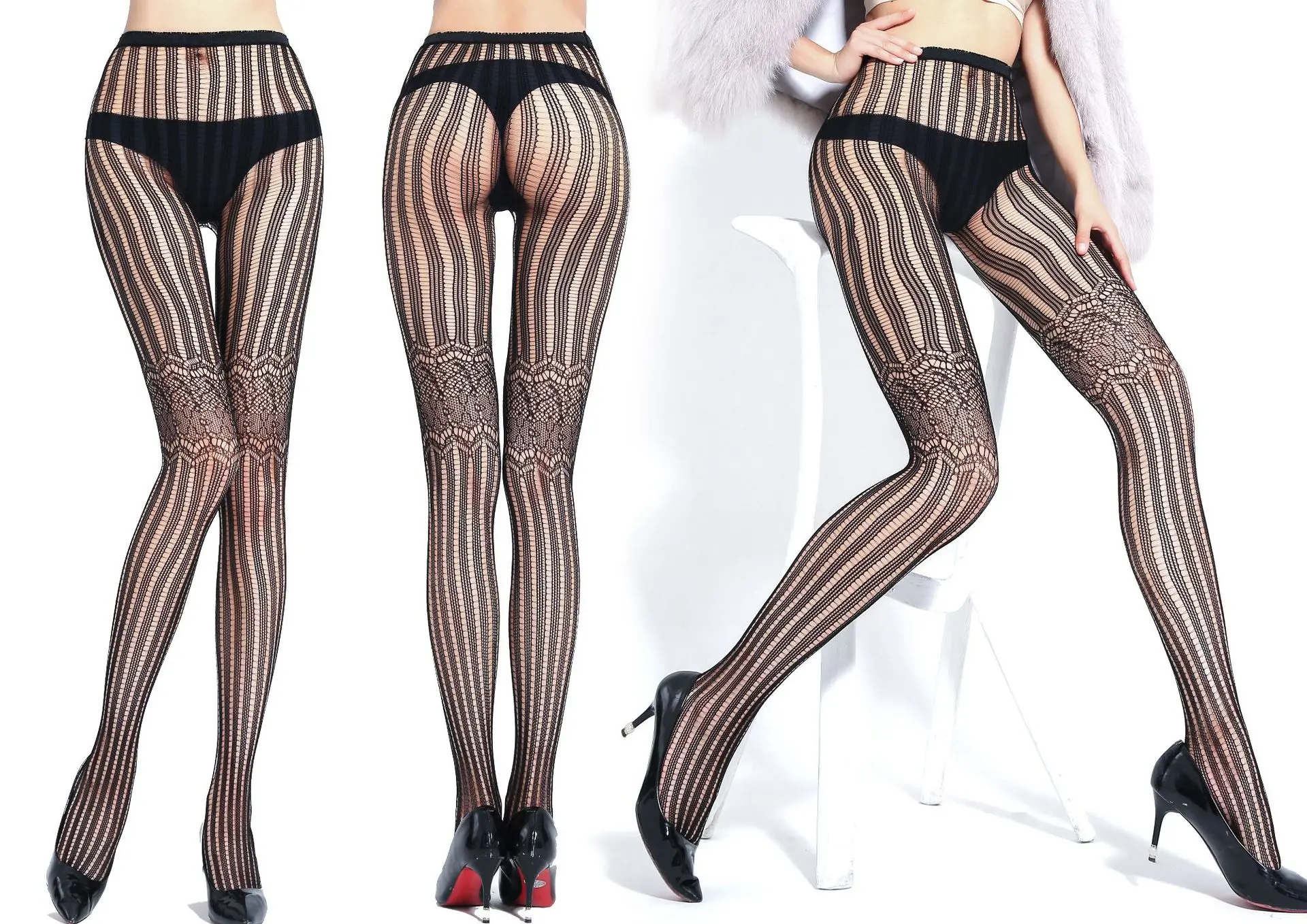 Wholesale Sexy Women Mesh Sheer Spandex Sock Lingerie Transparent