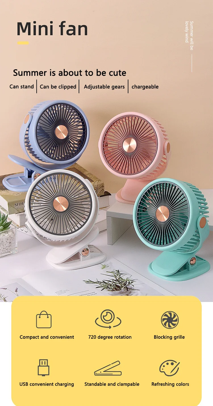 Speeds Rechargeable Fan, USB, Plastic - detail 2
