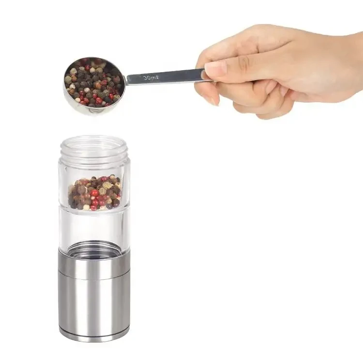Stainless steel pepper mill automatic electronic thumb salt and pepper grinder set of 2 with stand