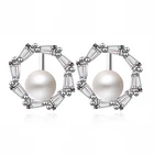 Silver Pearl Earrings Fashion Trendy Wholesale 925 Sterling Silver Pearl Earrings Women's Jewelry