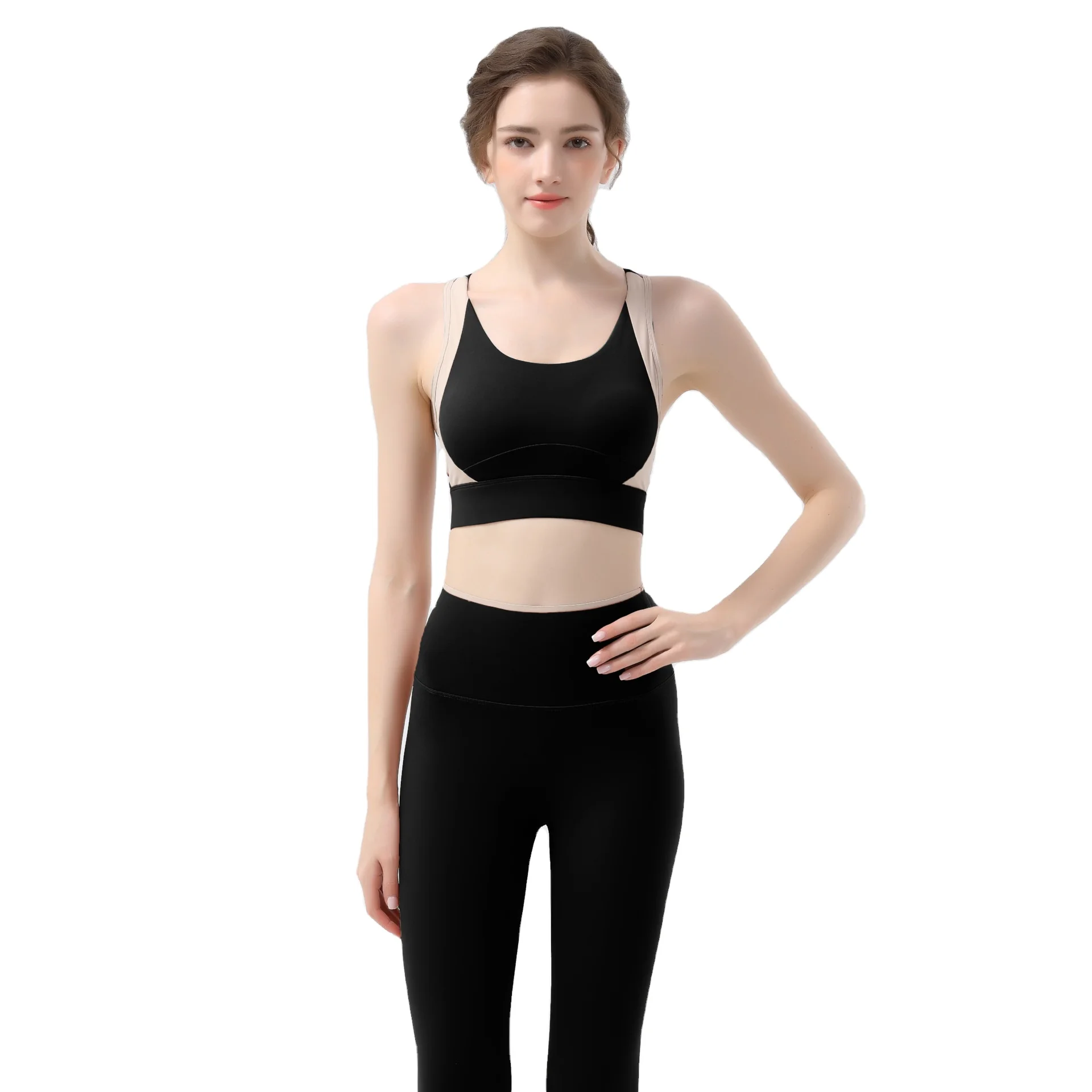 Yoga clothing suit women's sports underwear fitness new high-strength non-marking shockproof gathering