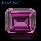 Emerald Cut Loose Corundum Wuzhou Wholesale Corundum 3# Color Emerald Cut Synthetic Pink Rose Ruby Loose Gemstone