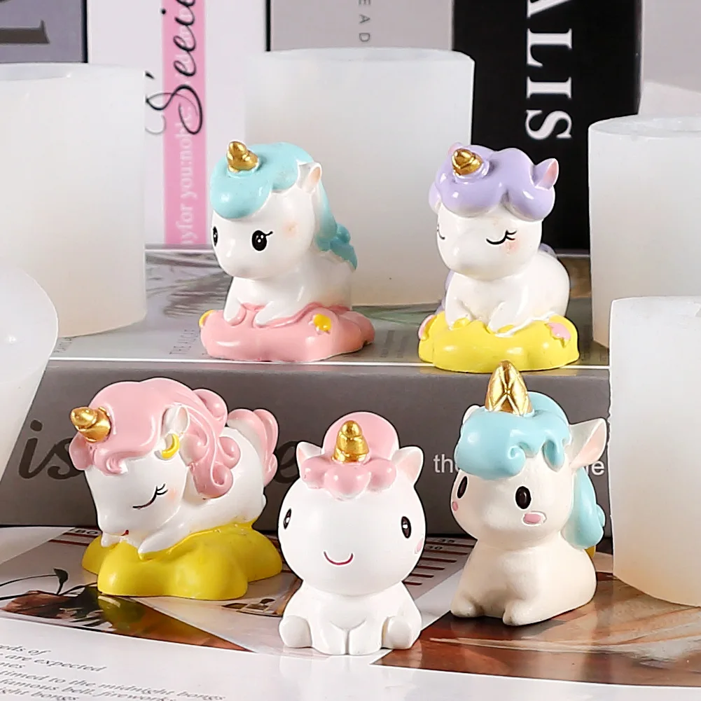 Easy Release DIY Crafts Epoxy Resin Casting Mold Creative 3D Unicorn Shape Silicone Candle Molds Soap Mold Handcrafts