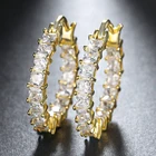 Hoop Earring Hoops RINNTIN OE144 Cubic Zirconia Hoop Earrings Jewelry 14K Gold Fashion Aretes Earrings Women
