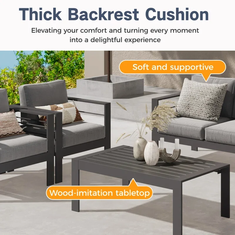 product 9 persons factory luxury sectional patio coffee set aluminum couch outdoor furniture garden sofas group corner sofa-9