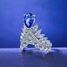 Rings White Gold Diamond Rings 2021 Luxury Rings 925 Silver White Gold Plated Blue Diamond Rings Women
