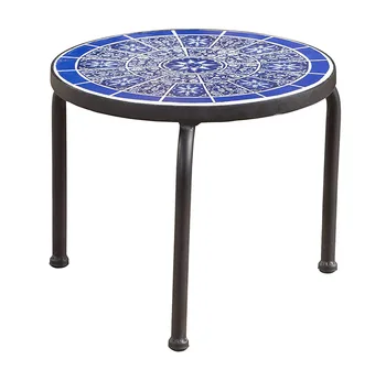 Vintage Blue Outdoor Bistro Coffee Round High Quality Small Type Portable Folding Garden Mosaic Table