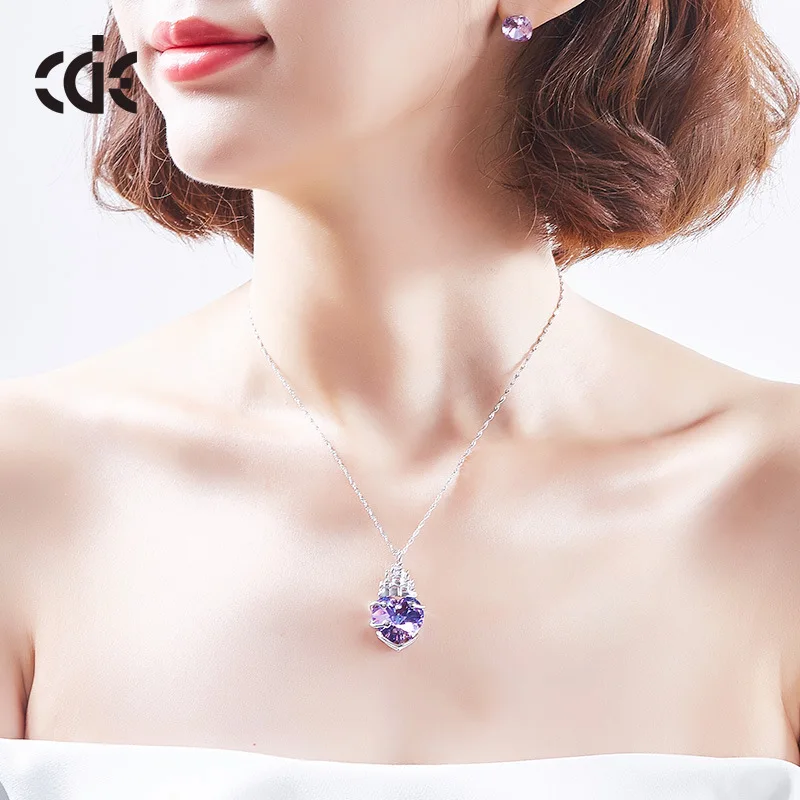 S925 Sterling Silver Crown Heart Pendant Necklace For Women