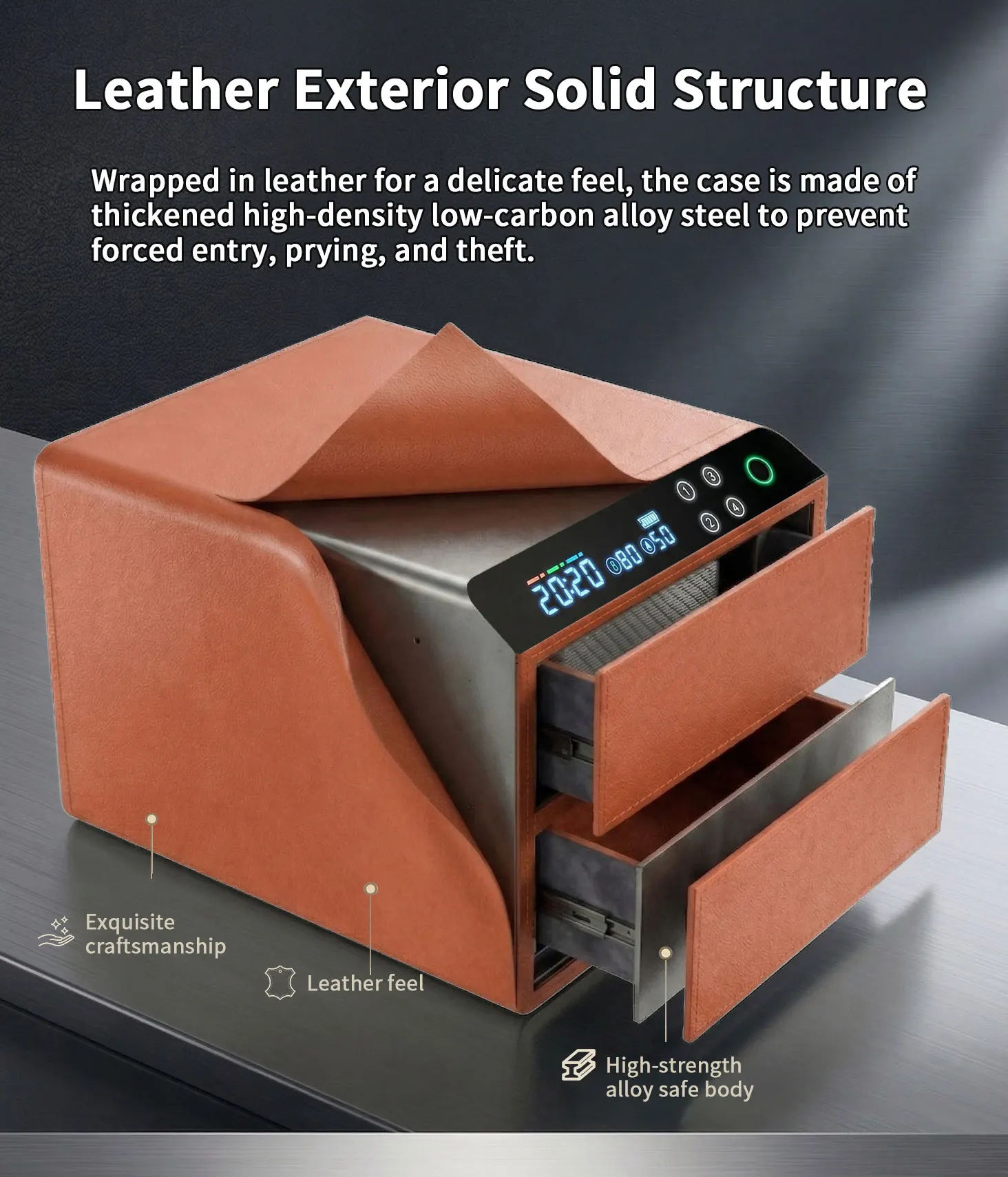 dr 1272 ft ceqsafe smart luxury electronic safe jewelry watch winder mini security safe box for leather bluetooth drawer safe-8