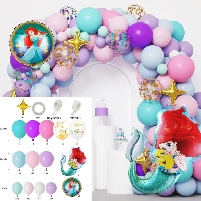 ocean theme party mermaid balloon garland arch kit with big mermaid tail fish tail foil balloon and confetti balloon