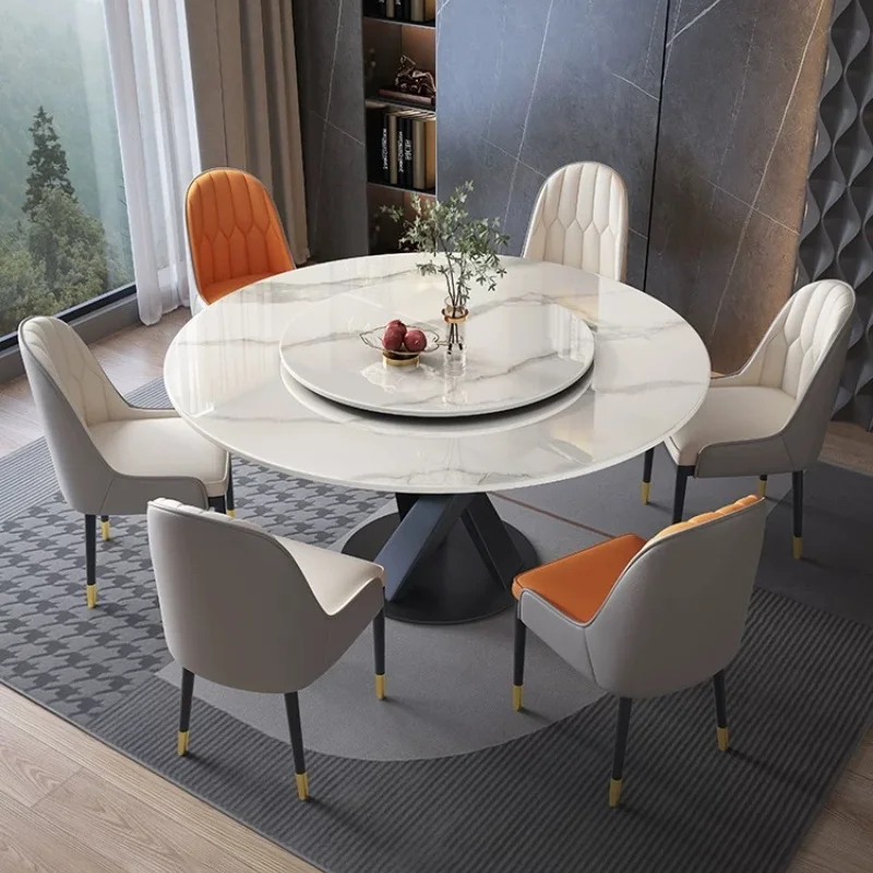 Sintered Stone Dinning Table Set For 6 Modern Simple Light Luxury Round Table With Turntable Home Apartment Restaurant Table