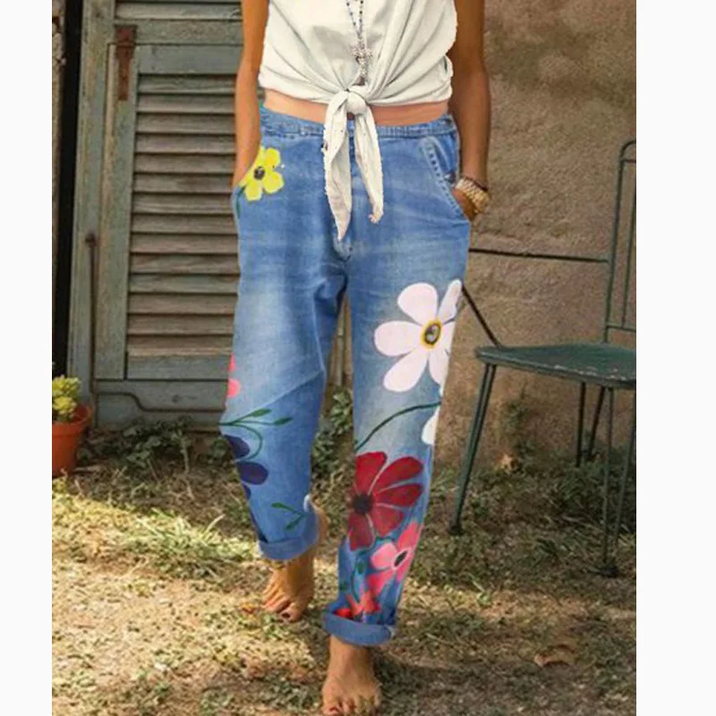Pantalones Vaqueros Estampados Para Mujer,Jeans De Talla Grande,Europeos Y  Americanos,Superventas - Buy Las Mujeres Denim Pantalones,Venta Caliente  Explosión Vaqueros,Plus Tamaño Pantalones Vaqueros De Las Mujeres Product  on Alibaba.com