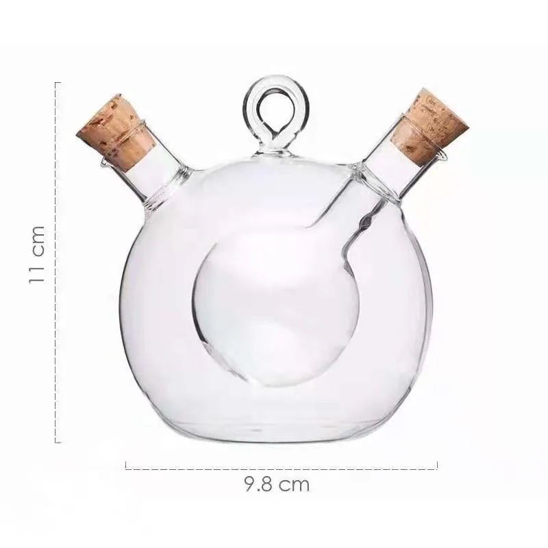 2-in-1 Eco-Friendly Oil and Vinegar Dispenser Glass Grape Bottle for Kitchen and Restaurant Use