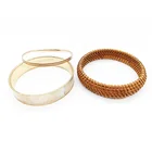 Bangle Bracelet Hawai Beach Style Handmade Natural Woven Rattan Bangle Stainless Steel Shell Bracelet Set Unisex Jewelry