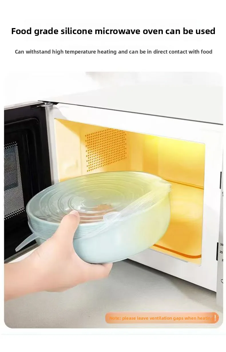 6-Piece Set Transparent Food-Grade Silicone Fresh-Keeping Bowl Cover Stretchable Fruit Specialty Tools for Fresh-Keeping factory