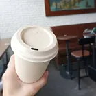 Coffee Lid 80mm 90mm Biodegradable Sugarcane Bagasse Coffee Cups With White Lids 8oz 12oz 16oz