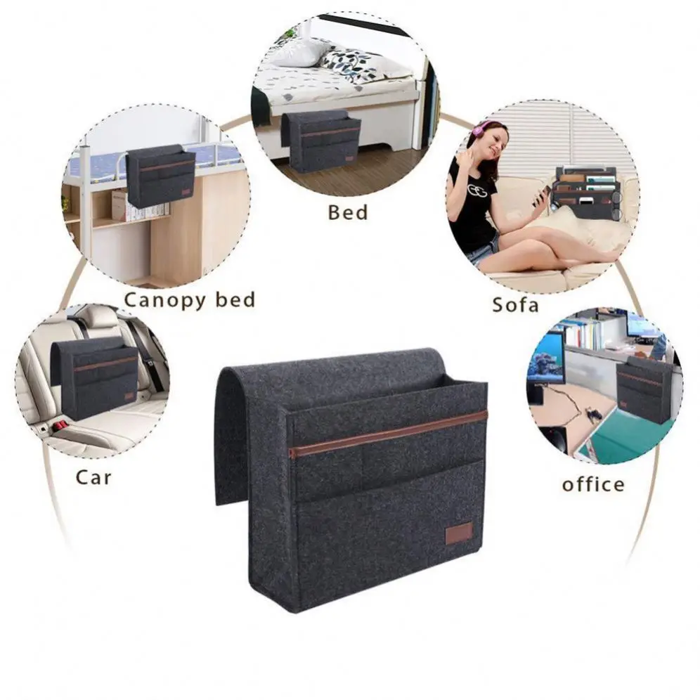 Hot Selling Large Capacity Felt Bedside Storage Bag for for Organizing Table Pad Magazine Books Phone Chargers Cable