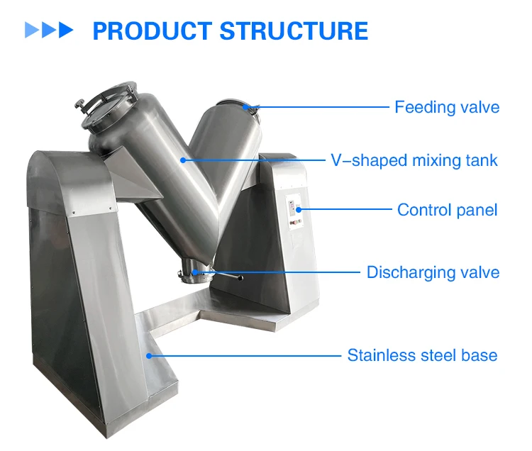 Industrial V type spice seasoning wheat flour whey powder mixer blender machine