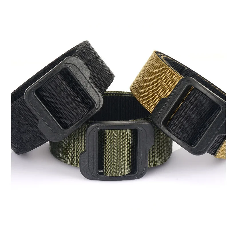 DFU156 Fashionable 2 layers men canvas polyester wait belts Plastic Buckle Men Security Guard Duty Tactical Belt