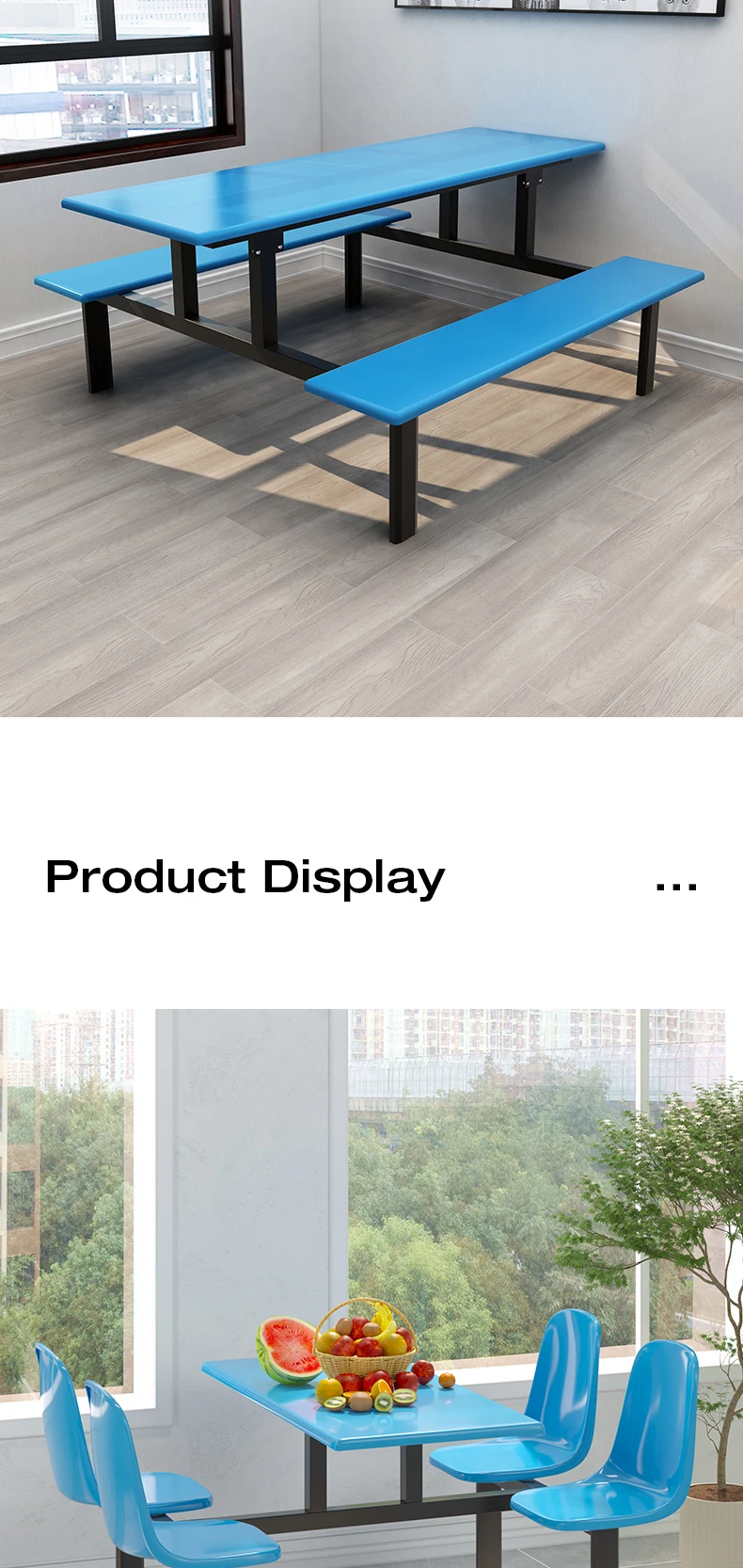 product free 3d design service custom fiberglass school restaurant student canteen dining table chair set-6
