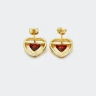 Heart Earrings Earringsheart Amazon Hot Sale Shine Gold Plated Sweet Heart Cz Stud Earrings 2021