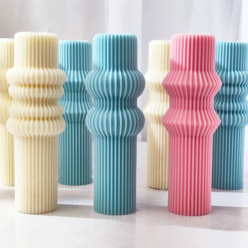 Dumo European Striped Column Silicone Candle Mold Diy Aromatherapy