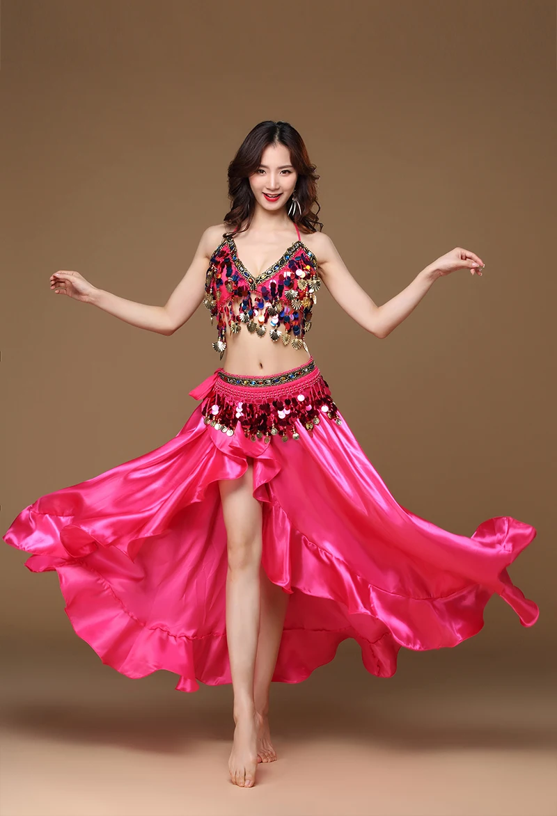 Flovel Vigilia Di Capodanno Gonna Con Frange E Paillettes, Gonna Con Danza Del Ventre E Paillettes, Nappe Rave Del Festival Per Donne E Ragazze (Argento - Foto 5