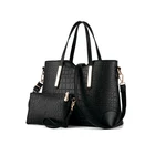 Black Bag 2020 Fashionable Black Custom Logo Women 2 In 1 Hand Bag Leather Purses And Handbags Set