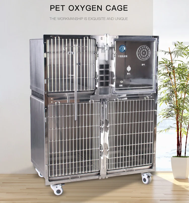 High Quality Thermostatic Stainless Steel Dog Pet Cages Houses Temperature Control & Oxygen Cabin