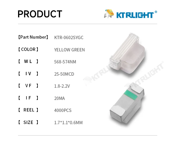 Ktrlight Smd Led Yellow Green Nm W High Bright