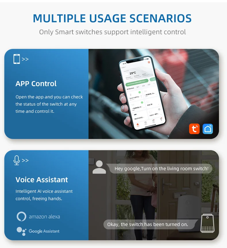 Tuya Smart WIFI India Standard 2M Wall Switch Fan Dimmer Light Control Combo Switch Support Alexa and Google Assistant