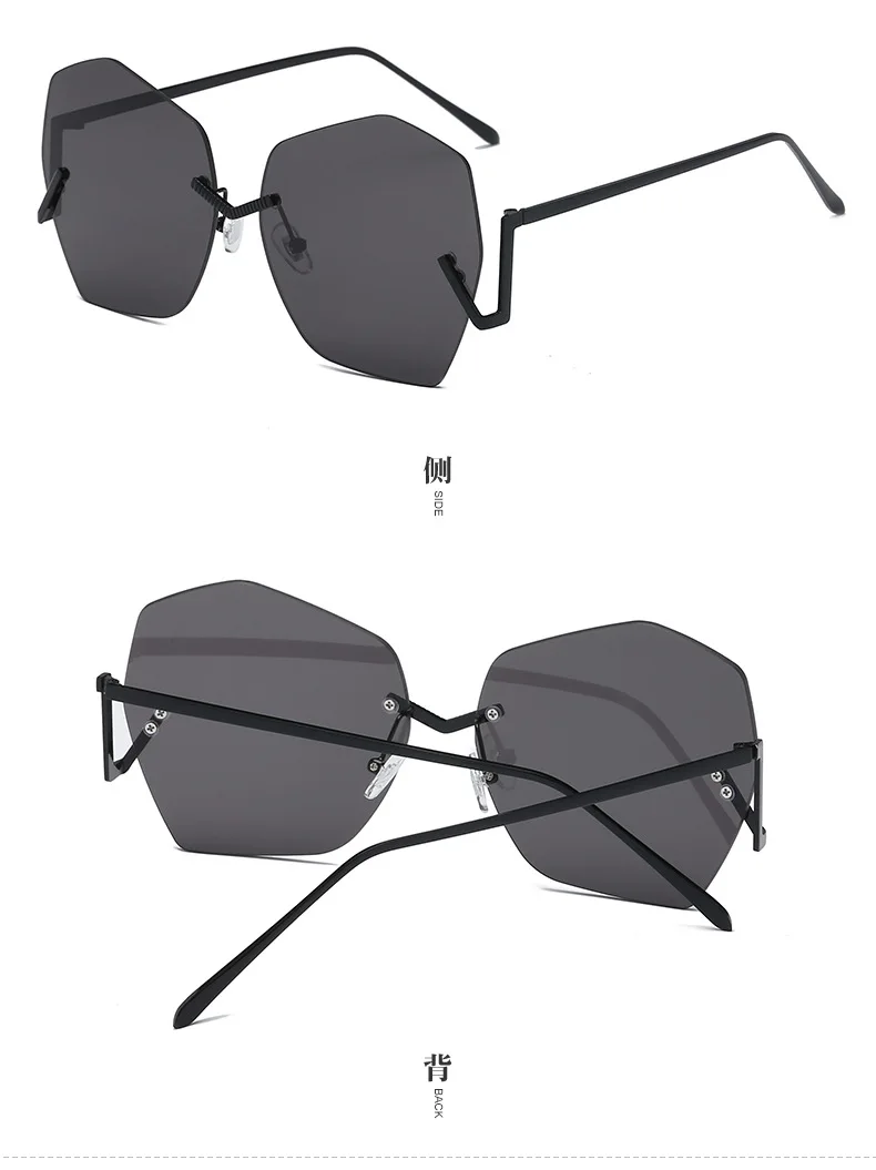 Rimless Oversized Women Men Fashion Vintage Square Flat Top Sun Glasses Shades UV400 Sunglasses